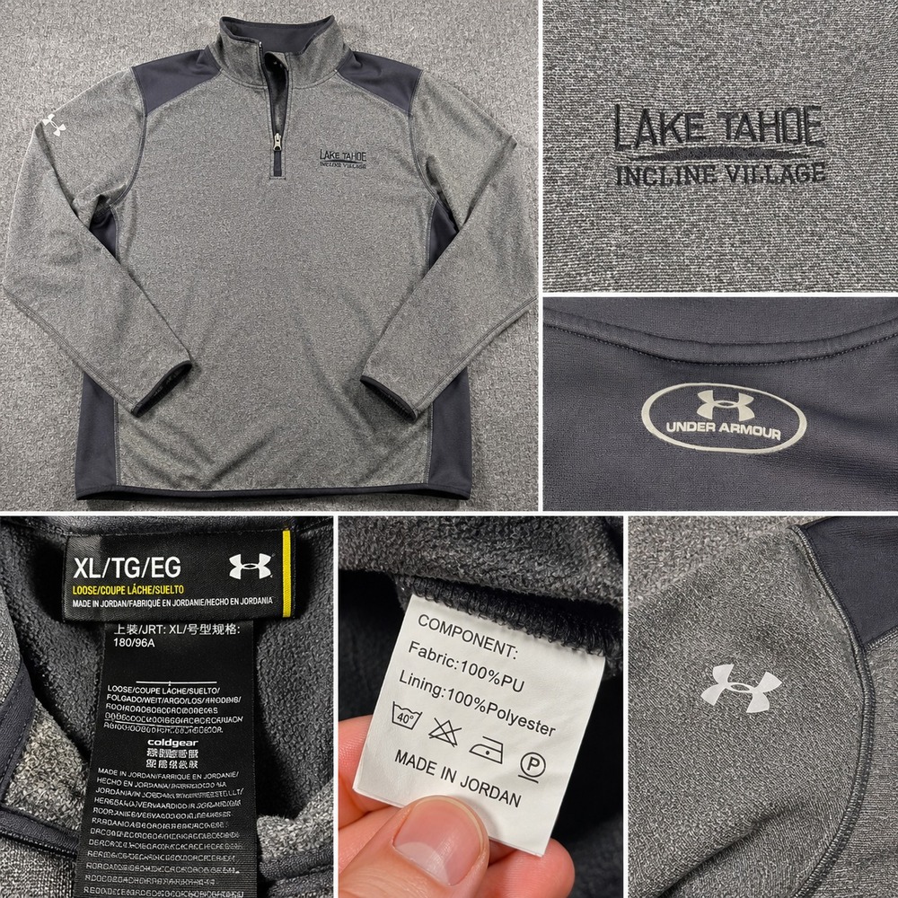Under Armour ColdGear Pullover Mens XL Gray Lake Tahoe Incline Village 1/4 Zip